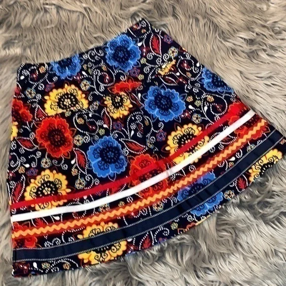 Hanna Andersson fine wale corduroy floral ribbon trim pull on skirt 130cm - Picture 1 of 8